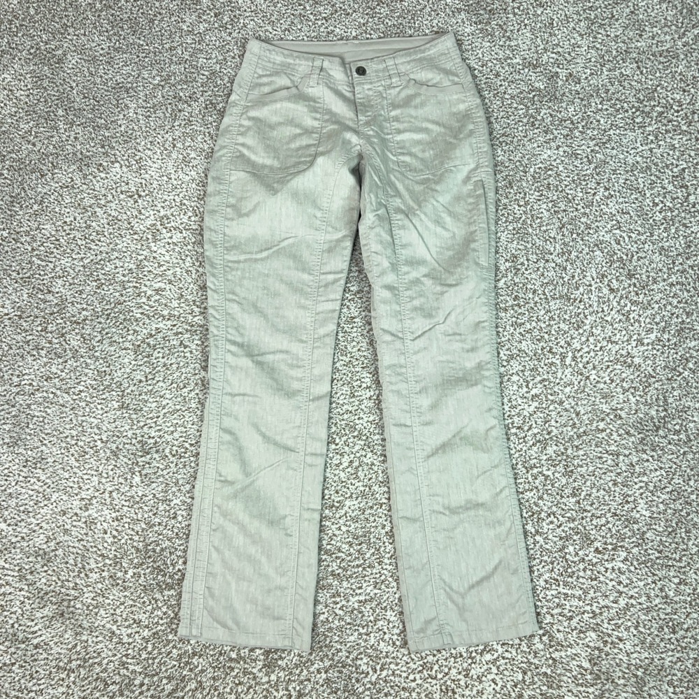 Kuhl Pants Women 4 Gray Cabo Hiking Outdoor Cotton Linen Blend Straight Leg